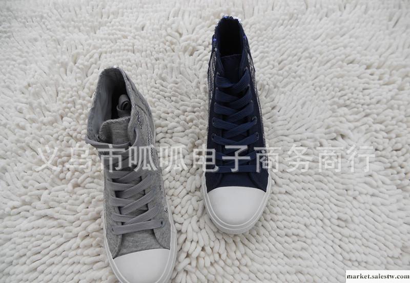 時尚女款情侶款淘寶爆款帆布鞋批發松糕跟厚底亮片高幫新款韓版工廠,批發,進口,代購