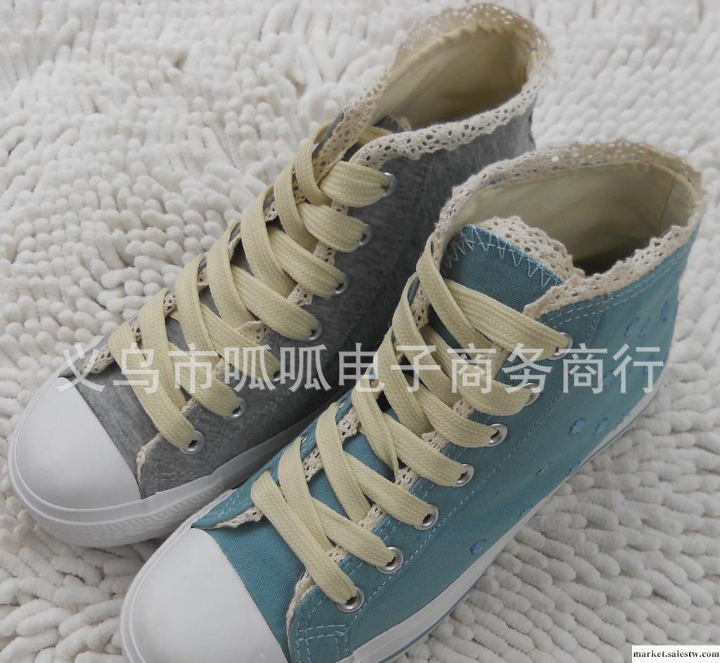 時尚女款情侶款淘寶爆款帆布鞋批發松糕跟厚底碎花高幫新款韓版工廠,批發,進口,代購