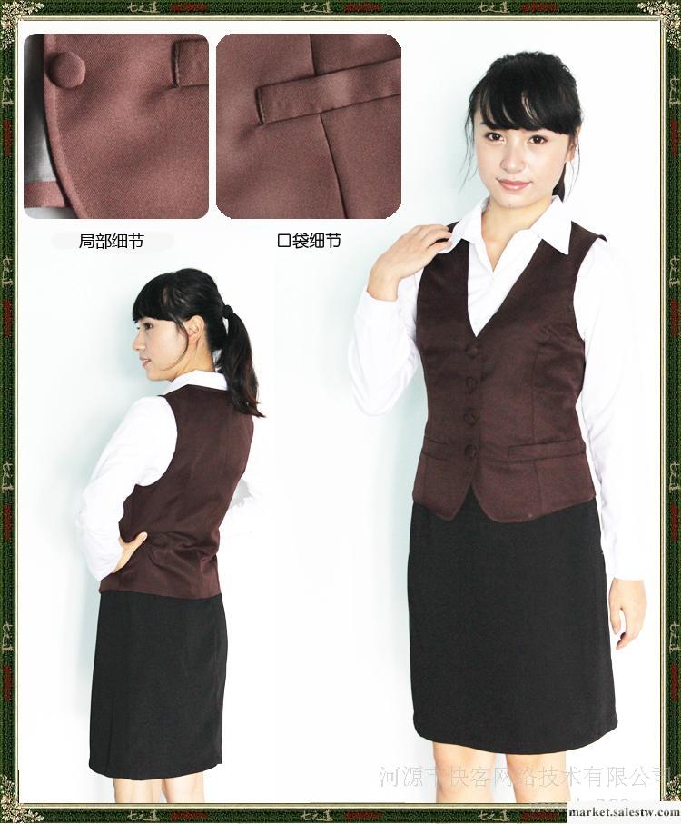優脈定做 馬甲 女服務員 韓版 時尚 咖啡色接待服務員制服呢馬甲工廠,批發,進口,代購