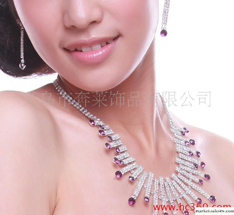 A0088 新款韓版 新娘飾品套鏈 多彩項鏈 紅色水鉆婚紗配飾工廠,批發,進口,代購