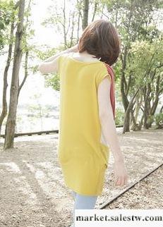 2012夏裝新款 韓版 夏日亮麗 配色 接拼 寬松 T恤工廠,批發,進口,代購