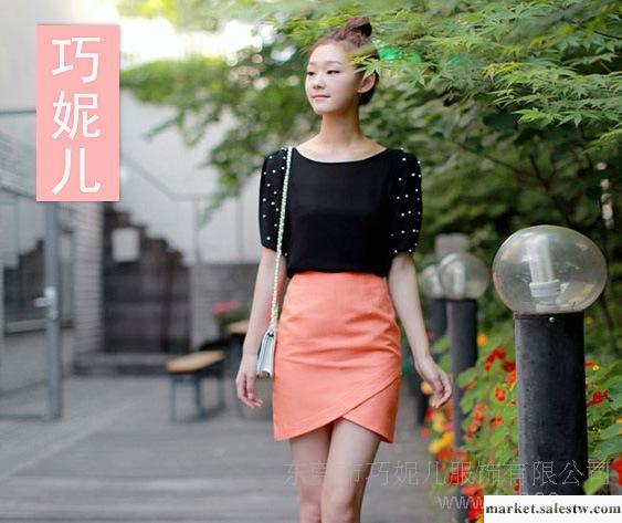 2012新款女式T恤 現貨 夏季  韓版 寬松型 珍珠袖 黑色 上衣8013工廠,批發,進口,代購