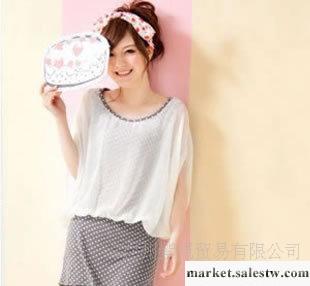 C8-81012初春韓版2012新品寬松雪紡點點假兩件長版T恤免費加盟工廠,批發,進口,代購