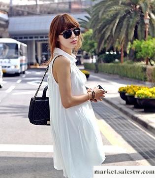 2012夏季新款 韓版 休閑 后背拼接蕾絲 長款 無袖 襯衫工廠,批發,進口,代購