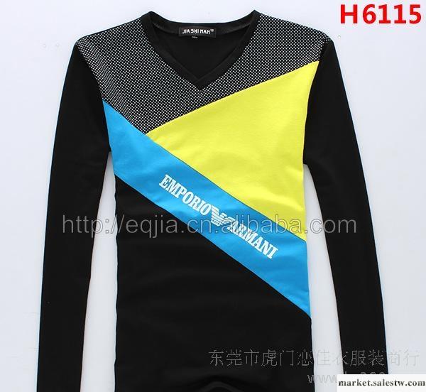 2012秋裝新款 時尚男式t恤 韓版v領男裝t恤 長袖t恤批發工廠,批發,進口,代購