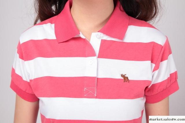 夏季新品韓版T恤短袖條紋女款夏裝修身女式女士女裝翻領女休閑工廠,批發,進口,代購