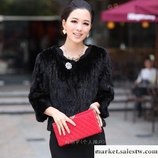 供應2012新款水貂小外套 短款拼貂服飾 女式韓版七分袖圓領海寧皮草工廠,批發,進口,代購