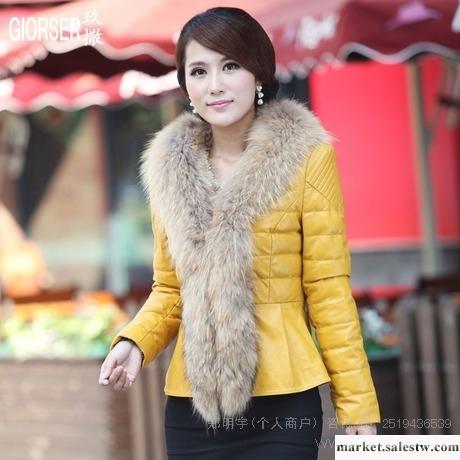 供應玖撒2012冬裝外套貉子毛綿羊皮真皮皮衣女短款修身韓版羽絨服工廠,批發,進口,代購