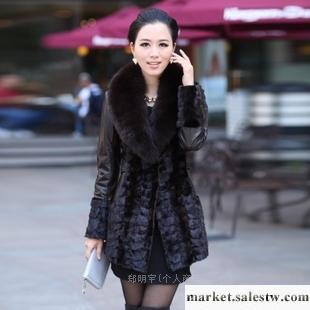 供應2012新款海寧水貂皮衣 女士中長款 真皮綿羊皮皮衣女款韓版外套女工廠,批發,進口,代購