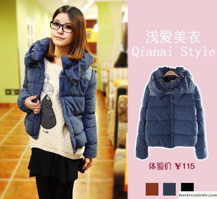 供應冬裝新款2012韓版加厚毛呢拼接 面包棉服 棉衣外套女 同款羽絨服工廠,批發,進口,代購