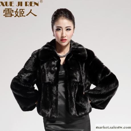 供應雪姬人 2012秋冬新品 黑色韓版女裝進口水貂皮大衣外套 整貂工廠,批發,進口,代購