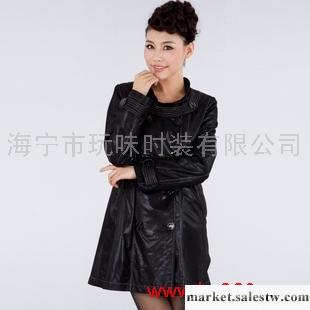 供應甜橙時尚真皮皮衣黑色韓版修身雙排扣皮風衣3076工廠,批發,進口,代購