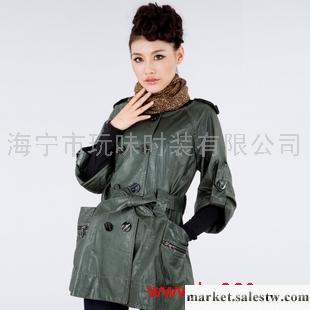 供應甜橙時尚真皮皮衣中長款蠟感皮韓版修身風衣3037工廠,批發,進口,代購