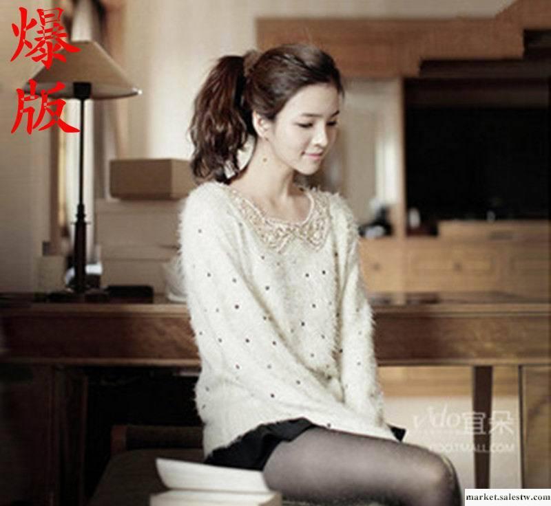 新款春裝圓領寬松毛衣 女 韓版兔絨常規針織衫女韓國彈力絨工廠,批發,進口,代購