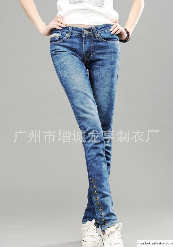 2012新出新款韓版顯瘦低腰水洗磨白破洞釘珠特價牛仔褲工廠,批發,進口,代購