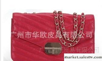 皮具加工 訂做 2012時尚韓版新款休閑繡格淑女鎖鏈單肩包斜挎包工廠,批發,進口,代購