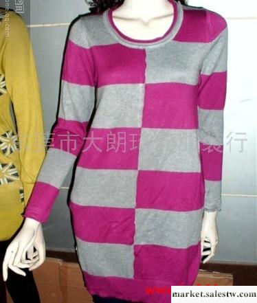 供應2011秋冬新女裝韓版女式毛衣寬松大碼垂感格子花中長款套頭毛衣工廠,批發,進口,代購
