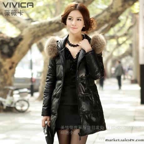 供應薇薇卡 綿羊皮羽絨服女款中長款 韓版修身真皮皮衣外套特價工廠,批發,進口,代購