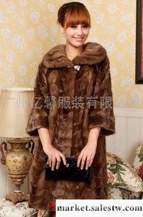 供應貂皮大衣2011新款海寧皮草韓版收腰淑女款拼貂裘皮水貂長大衣水貂外套工廠,批發,進口,代購