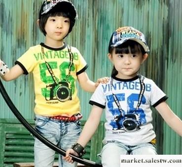 供應2011夏季新款 韓版童裝 短袖 個性相機印花男女童T恤 JC096工廠,批發,進口,代購