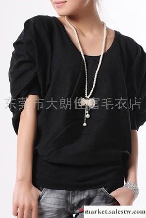 供應圓領純色蝙蝠短袖針織衫，時尚瑞麗韓版女裝針織衫工廠,批發,進口,代購