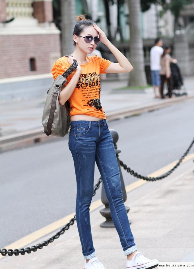 秋冬裝新款女式牛仔褲 韓版潮流修身 彈力小腳女褲9091工廠,批發,進口,代購