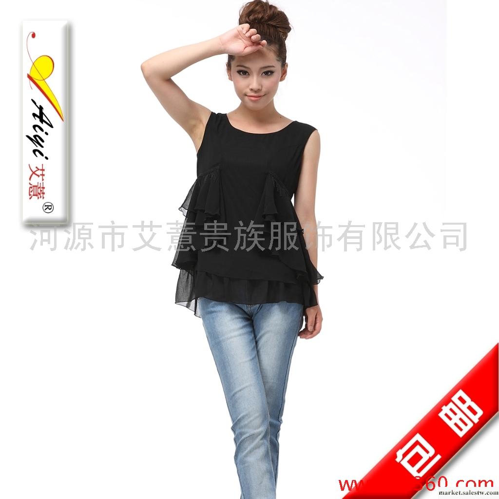 供應【艾薏Aiyi】2012夏季熱銷  韓版淑女無袖U領時尚T恤TS046工廠,批發,進口,代購