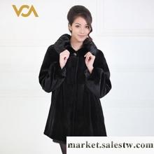 VOA維歐艾 女式新款皮草外套經典韓版黑色翻領整貂皮大衣裘皮特價工廠,批發,進口,代購