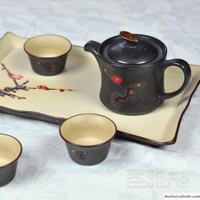 供應圣雅龍傲梅-暗香 鐵釉茶具 陶瓷茶具 仿古茶具工廠,批發,進口,代購