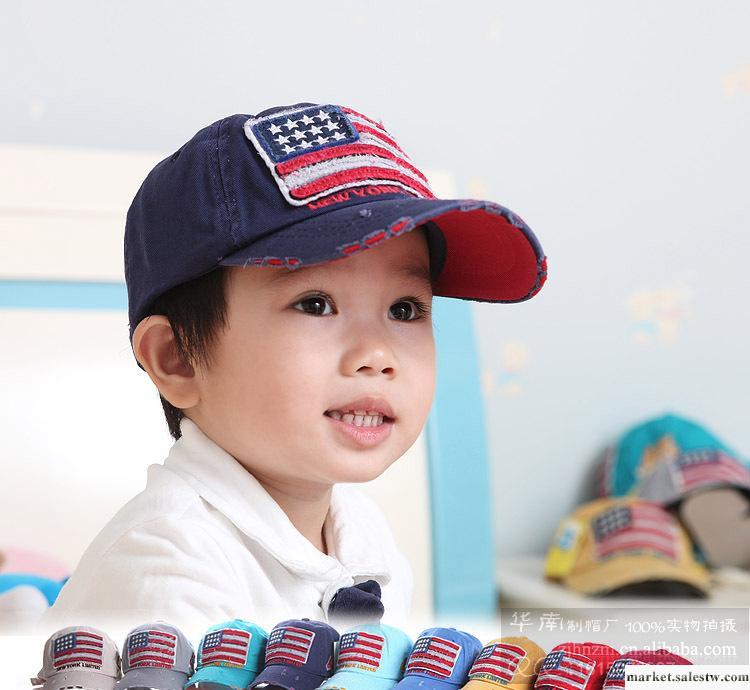 韓版 美國國旗兒童棒球帽 鴨舌帽 遮陽帽  男女春季新款多色混批工廠,批發,進口,代購