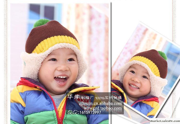 新款冬季兒童護耳帽子 寶寶羊羔絨內里加厚 嬰兒針織毛線帽 韓版工廠,批發,進口,代購