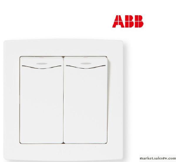 【ABB開關】德韻直邊/白色/雙聯/二位/二開單控帶LED燈-AL162工廠,批發,進口,代購