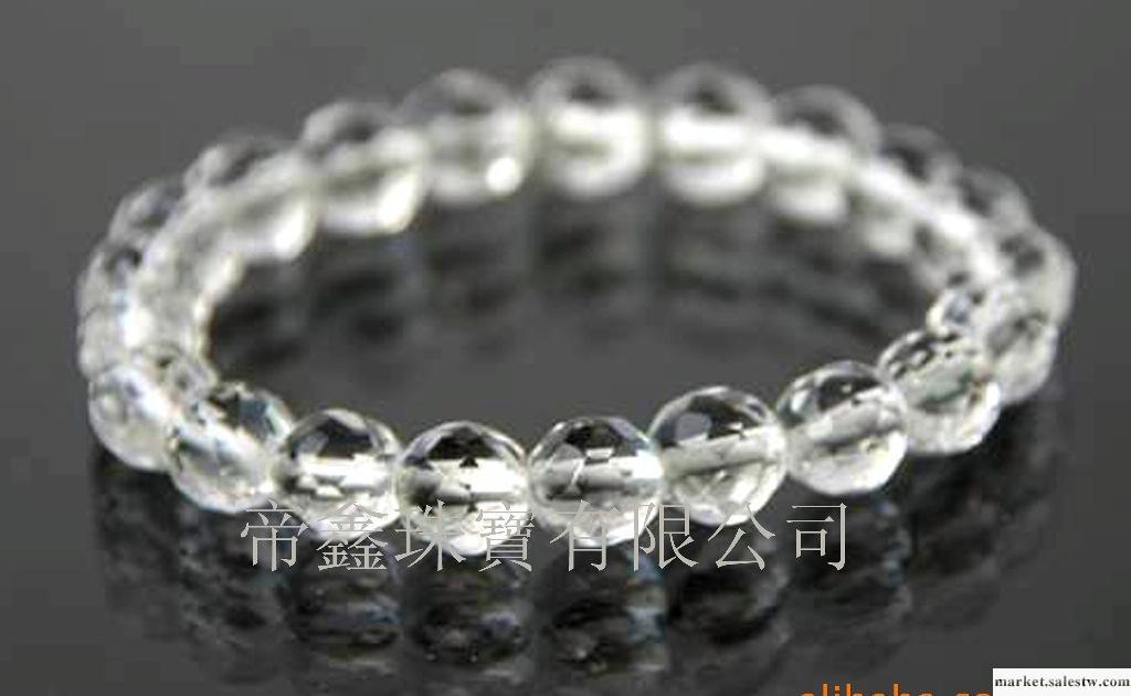 供應進口天然白水晶圓珠刻面手鏈8mm生產加工工廠,批發,進口,代購