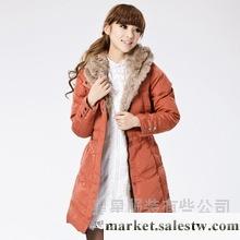 潮一洋2012冬新款獺兔毛領甜美帶帽修身中長款女羽絨服G0060工廠,批發,進口,代購
