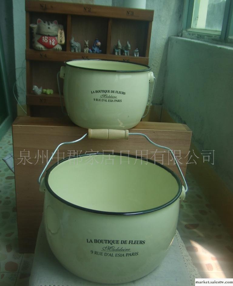 日系風ZAKKA雜貨 搪瓷提鍋 收納 復古 搪瓷桶 黃色工廠,批發,進口,代購