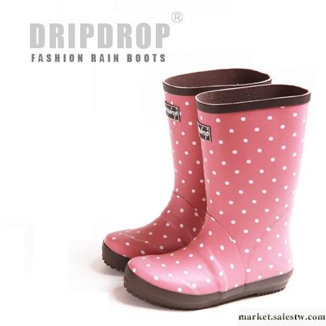 供應【dripdrop】日系粉紅色時尚可愛膠鞋 波點中筒雨靴 女士雨鞋水批發・進口・工廠・代買・代購