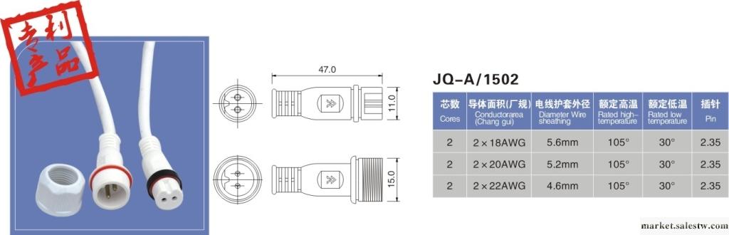 供應LED配件0217LED防水線 防水信號線 3芯工廠,批發,進口,代購