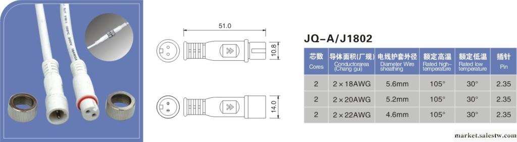 供應LED配件 0214LED防水線 防水連接線 耐高溫工廠,批發,進口,代購