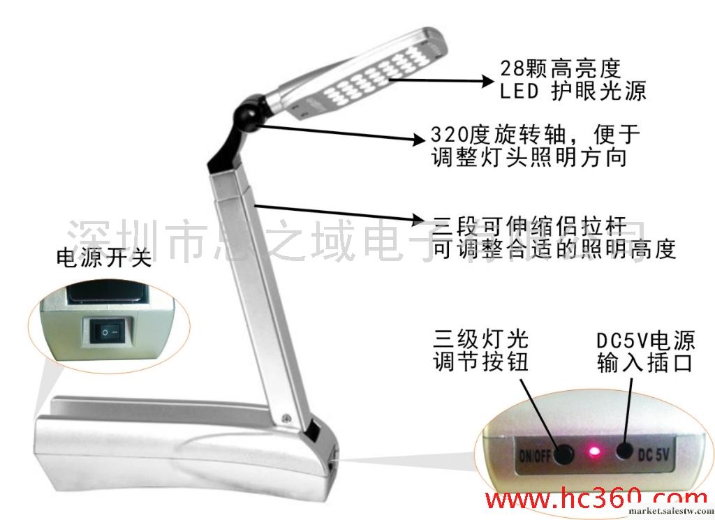 供應多用途LED臺燈 可折疊工廠,批發,進口,代購