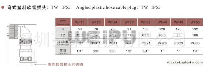 WEIPU威浦 LT-WP-WF 型彎尼龍插頭 LED防水電源連接器工廠,批發,進口,代購