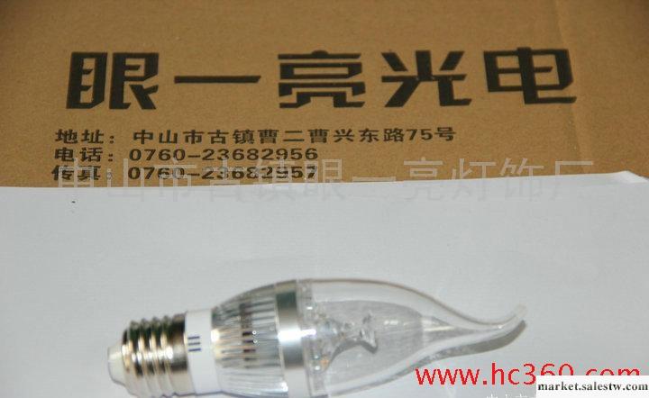 LED蠟燭燈 3W蠟尾泡 銀色 E27燈頭 中山市古鎮眼一亮燈飾廠工廠,批發,進口,代購