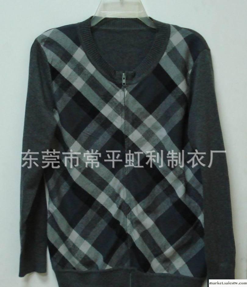 秋冬HAGGAR長袖休閑男裝毛衫（前幅梭織格子布后福毛線）工廠,批發,進口,代購