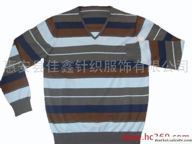 供應12G男裝純棉時尚V領套頭長袖條紋休閑針織毛衣工廠,批發,進口,代購