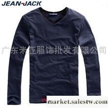 供應JeanJack男裝2012新款春裝條紋V領男士長袖T恤 純棉休閑.工廠,批發,進口,代購