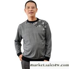 供應中老年爸爸裝秋裝 男裝 長袖T恤 中老年男式寬松t恤衫爸爸上衣t恤工廠,批發,進口,代購