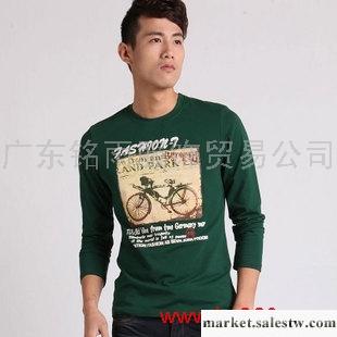 供應v 春裝2012春裝新款潮t恤男長袖圓領男長袖韓版復古自行車印花個性男裝工廠,批發,進口,代購