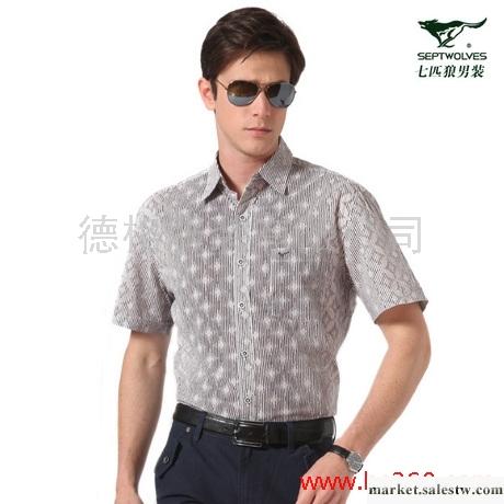 供應（45元）七匹狼 男裝 正品 短袖襯衫 夏裝襯衣 111140504669工廠,批發,進口,代購