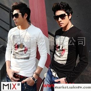 供應MIX2 2012新款春裝男裝T恤圓領男士新品休閑印花長袖T恤 L21T03工廠,批發,進口,代購