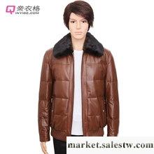 水貂毛領海寧皮衣男真皮羽絨服綿羊皮外套2012新品特價皮夾克男裝工廠,批發,進口,代購