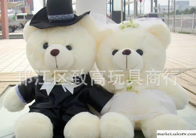 毛絨玩具壓床娃娃生日結婚禮物泰迪熊婚紗熊婚慶禮品情侶熊對熊工廠,批發,進口,代購